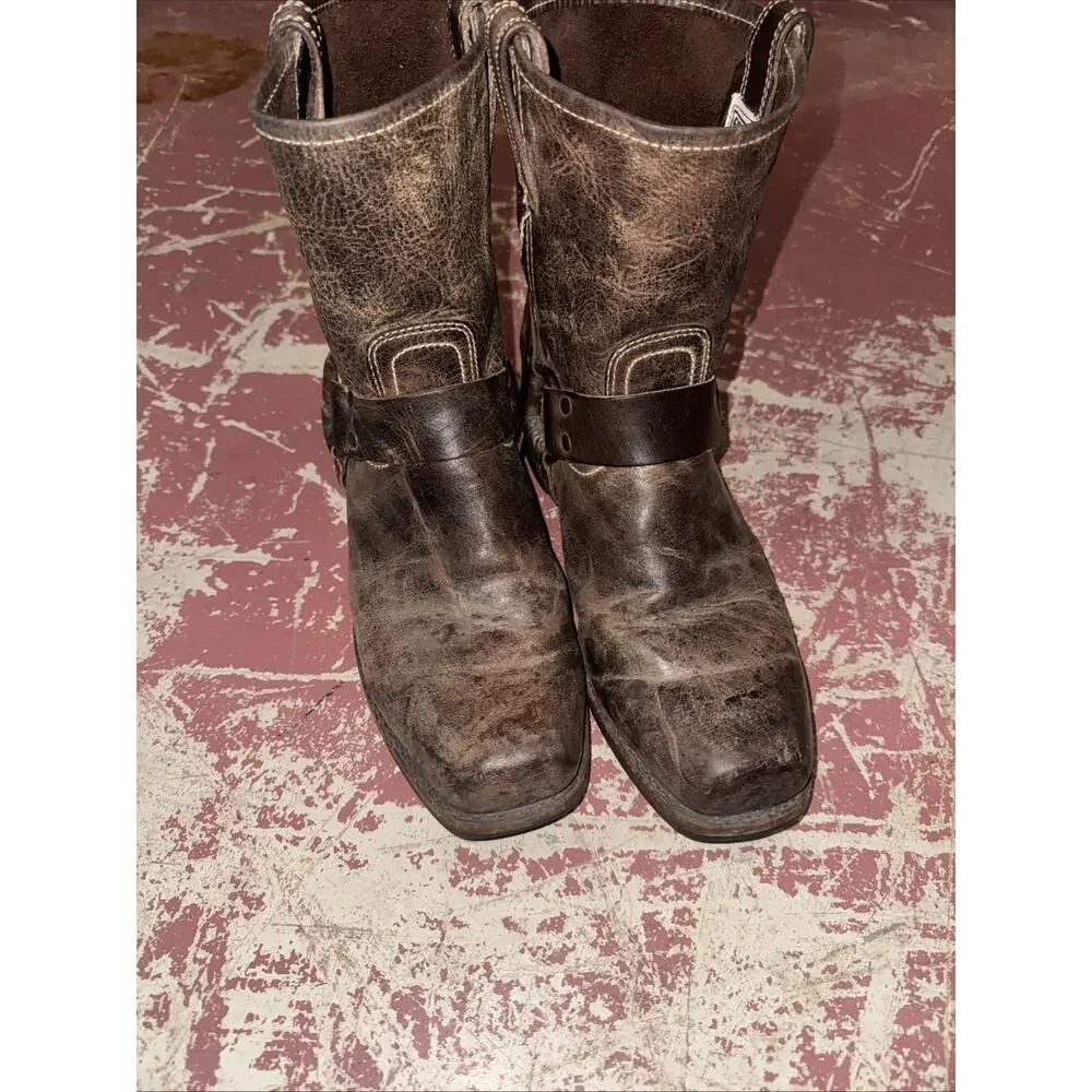 Vintage Frye 87402 Brown Leather Harness Boots Men's Size 11 M Made in USA